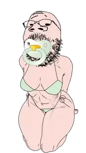 gapejak, babyjak, mustached gapejak, babyjak, baby, bald, bikini, breasts, explicit babyjak, full body