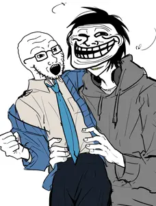 trollface, soyak, 1rageface, 1soyjak, animal, bald, black hair, bug, bugs, closed mouth
