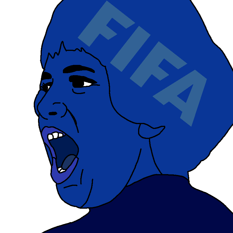 brazilian, female brazilian, black eyes, blue hair, blue skin, fat, fifa, hair, long hair, looking to the left