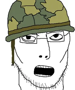 jasonjak, clothes, glasses, hat, helmet, m1 helmet, military, open mouth, soldier, soyjak