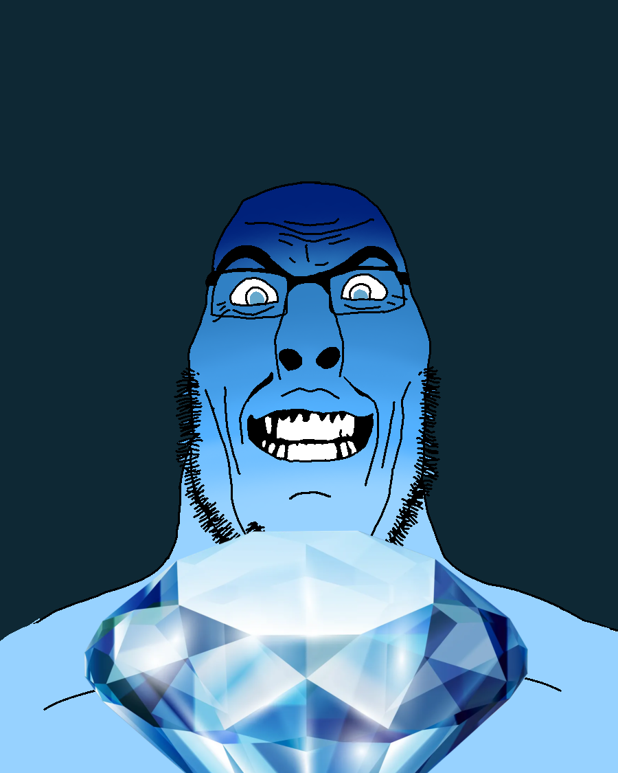 cobson, cob noir, cobson front2, 1soyjak, bald, blue background, blue eyes, blue glow, closed mouth, front view