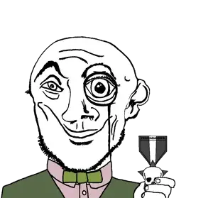 transparent_background uncolored_skin tan_suit green_jacket green_bowtie bowtie jacket tie suit stubble beard hairy no_mustache smirk smile happy eyebrows black_eyes bald permabanned 'nished award 18.png