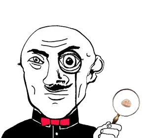 transparent_background uncolored_skin tie suit red_bowtie bowtie no_beard shaved mustache apathetic eyebrows neutral black_eyes bald magnifying_glass sunstone 14.png