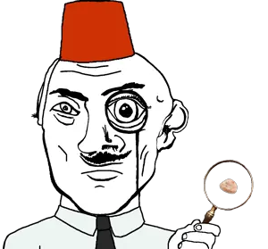 transparent_background uncolored_skin white_shirt tie black_tie no_beard shaved mustache frowning sad neutral eyebrows black_eyes fez hat magnifying_glass sunstone 11.png