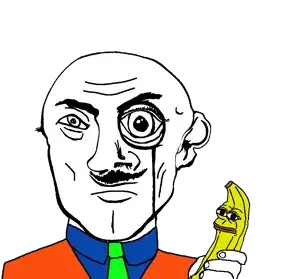 transparent_background uncolored_skin tie suit red_jacket blue_shirt blue red green green_tie shaved cleft_chin butt_chin no_beard mustache frowning sad eyebrows neutral black_eyes bald banana nas:pepe subnas:bapepe 6.png