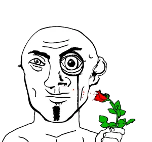 transparent_background uncolored_skin shirtless goatee no_mustache apathetic eyebrows neutral black_eyes bald rose flower smelling 5.png