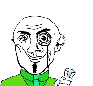 transparent_background uncolored_skin suit tie green_suit green_tie green_jacket goatee no_mustache smirk smile happy eyebrows neutral black_eyes bald diamond tanzanite gem 1.png
