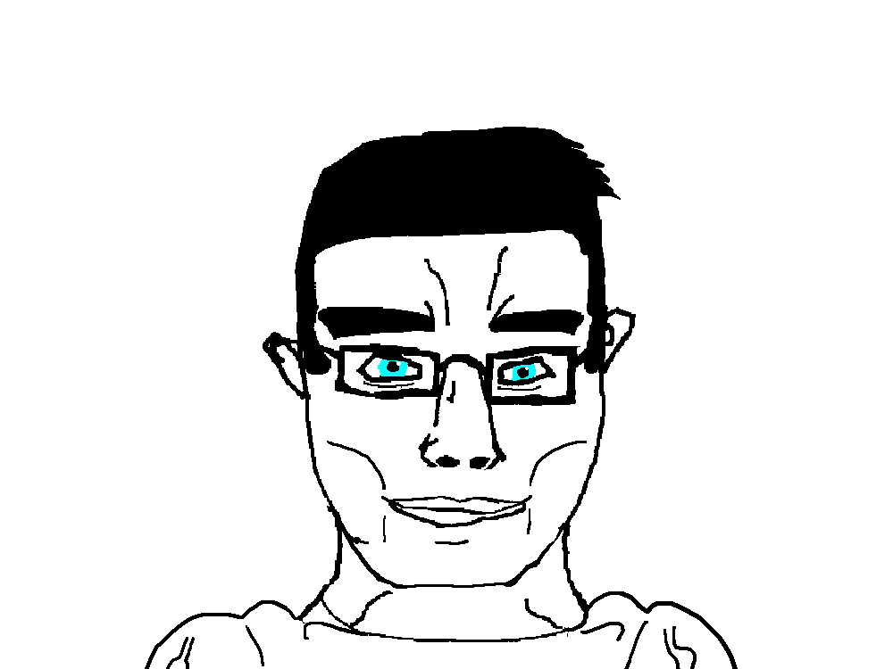 chudjak, chudjak front, muscular chud, numuscularchud, chud troon alliance, black hair, buff, cheekbones, collarbone, glasses