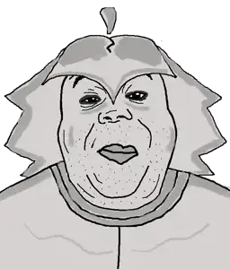 alicia, 1soyjak, closed mouth, fat, gray hair, gray skin, looking at you, pappo, soyjak, stubble