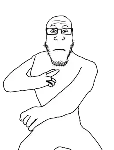 markiplier soyjak, neutralplier, arms, bald, beard, glasses, legs, neutral, pose, transparent background
