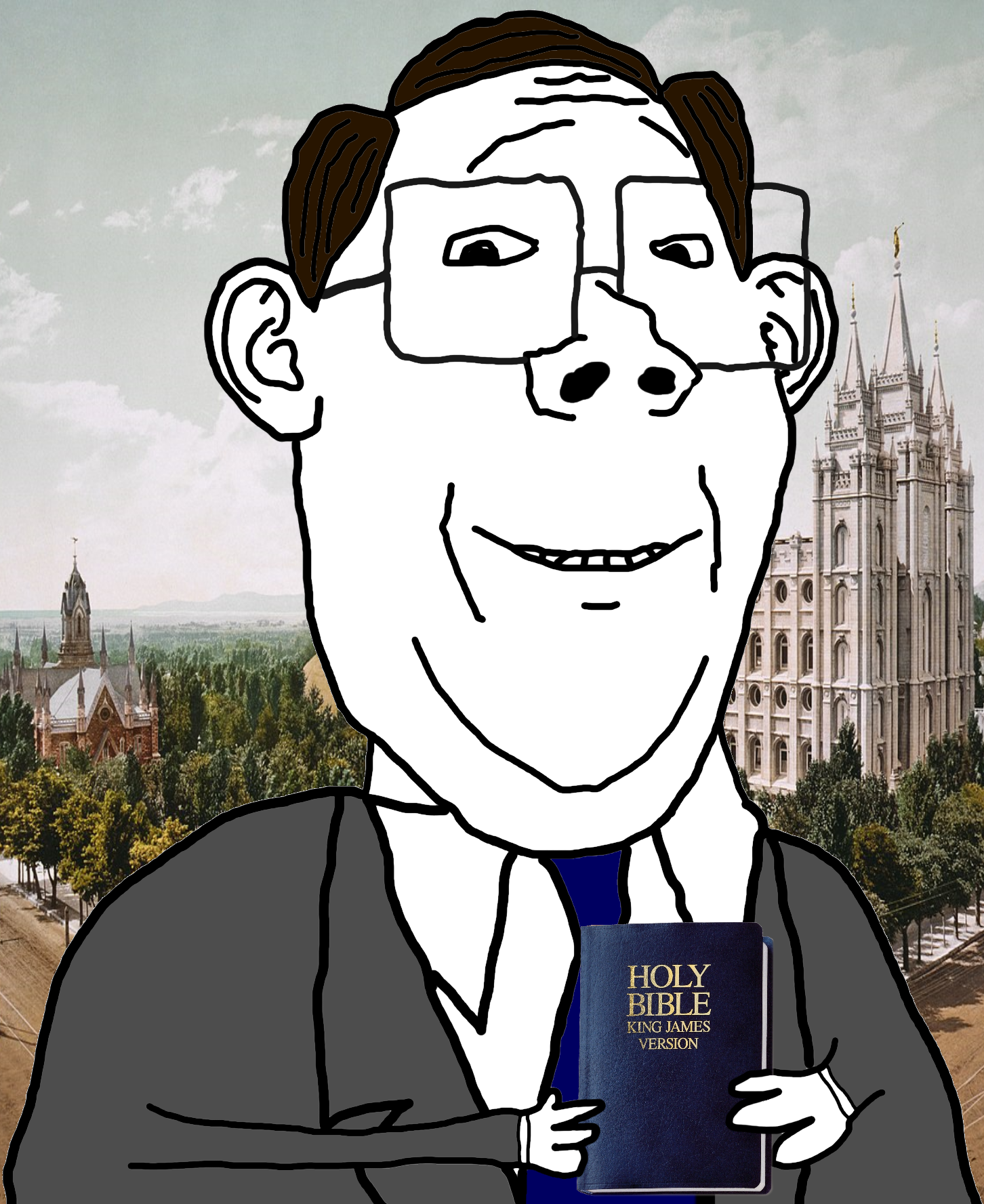 gapejak, protestantjak, wholesome soyjak, angel, arm, bible, book, brown hair, christianity, clothes
