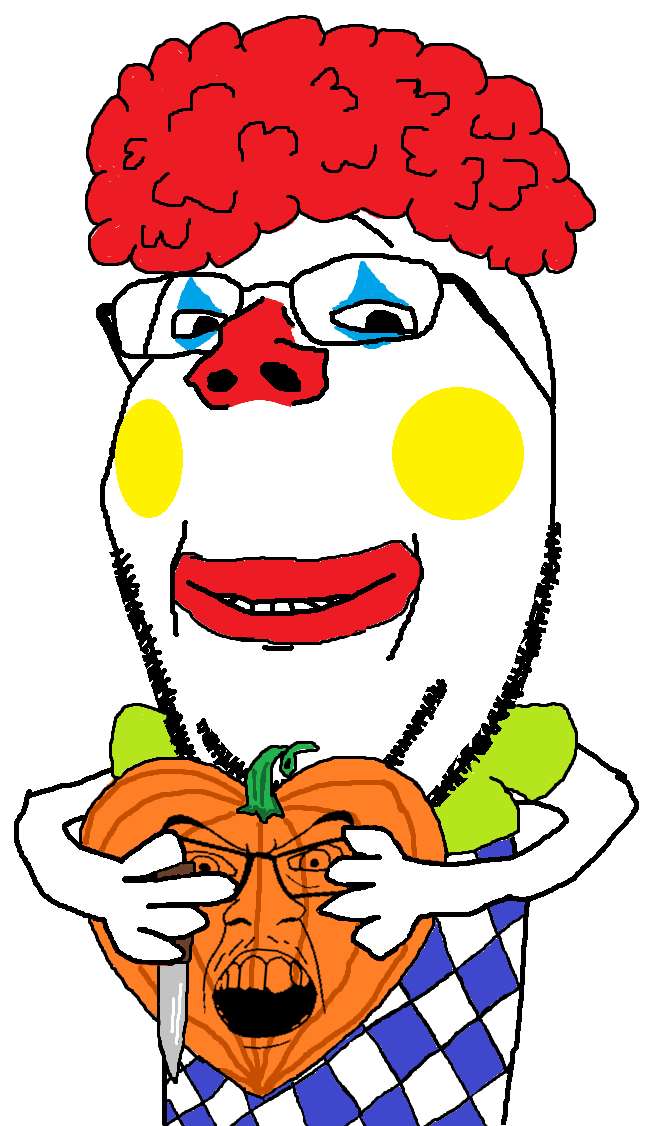 feraljak, gapejak, wholesome soyjak, 2soyjaks, afro, arm, closed mouth, clothes, clown, glasses