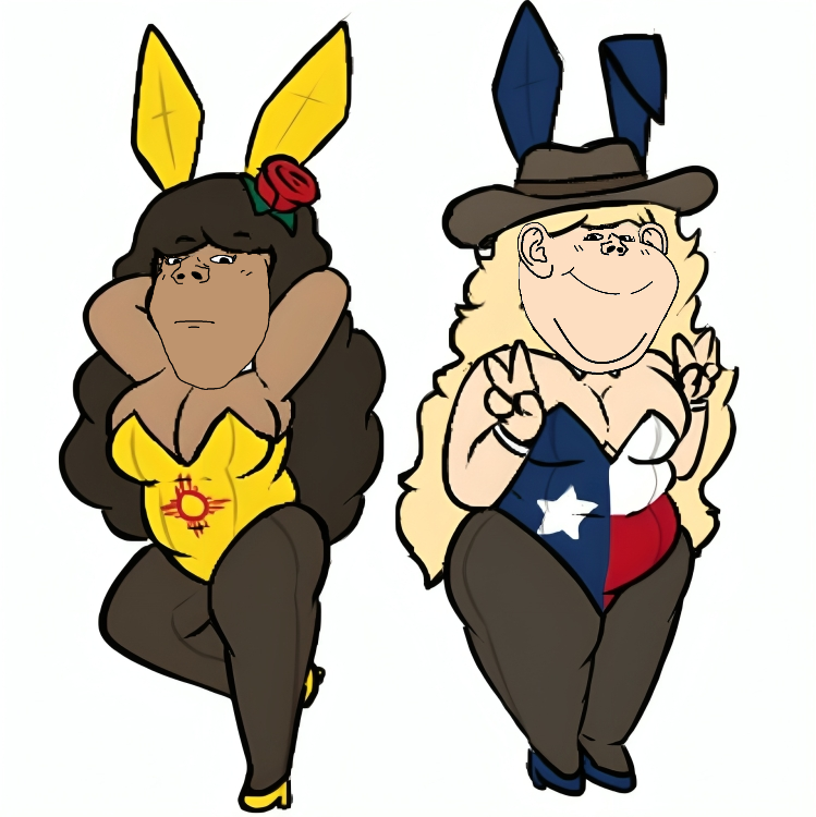 gapejak, impish soyak ears, female gapejak, female impish ears, femjak, blonde hair, brown hair, brown skin, chubby, closed mouth