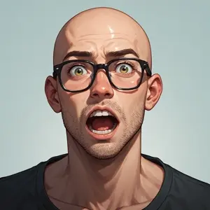 unknown, blue background, glasses, open mouth, stubble, white skin