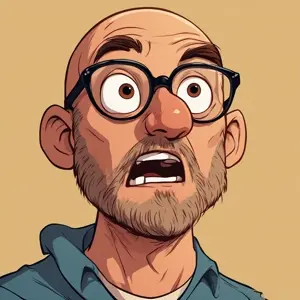 unknown, bald, glasses, open mouth, stubble, white background, white skin