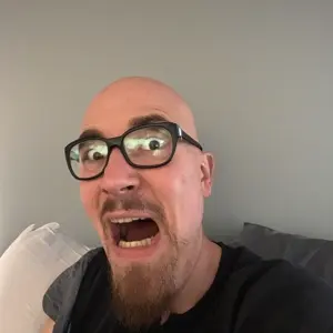 unknown, bald, glasses, open mouth, stubble, white skin