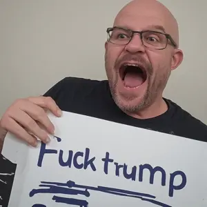donald trump, unknown, bald, glasses, open mouth, stubble, white skin