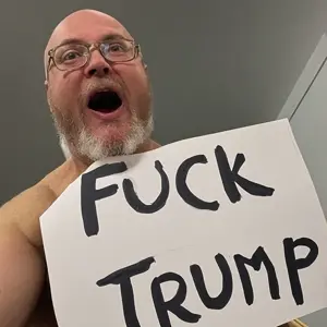 donald trump, unknown, bald, glasses, open mouth, stubble, white skin