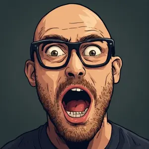 unknown, bald, glasses, open mouth, stubble, white skin