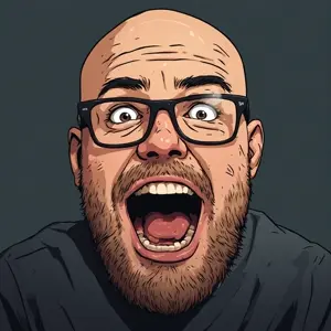 unknown, bald, glasses, open mouth, stubble, white skin