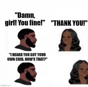black tradcath, yes chad, black hair, black skin, hair, open eyes, text, white background