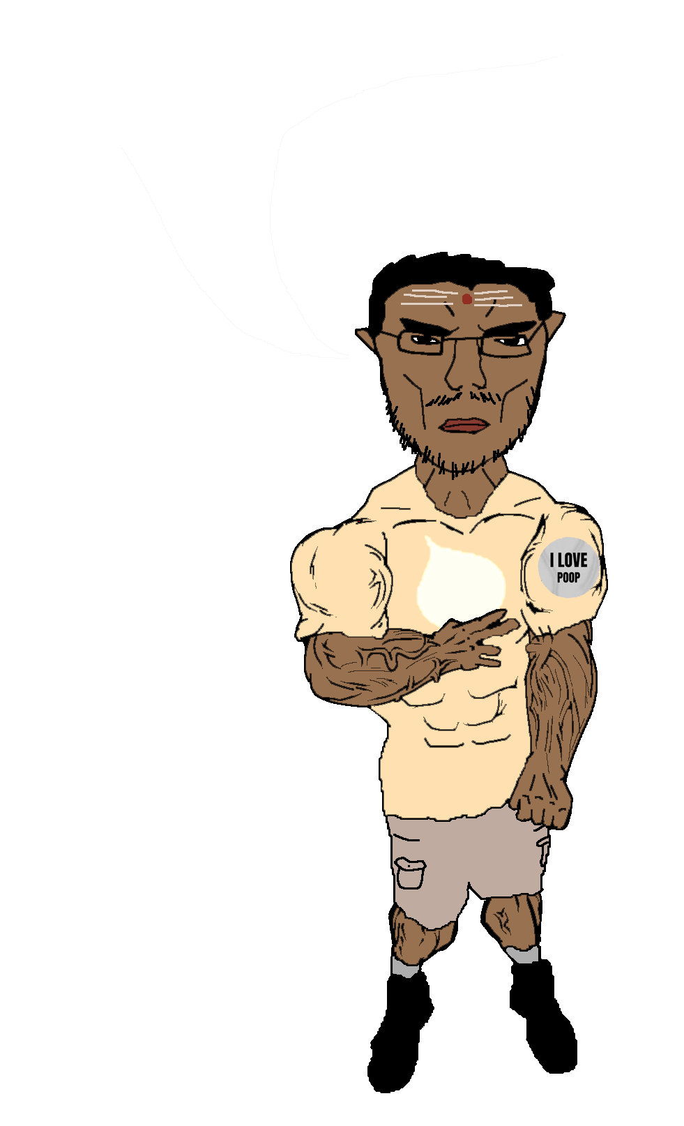 chudjak, chudjak front, unbotheredchud, anonymous, black eyes, black hair, brown skin, chud, chud (soybooru), closed mouth