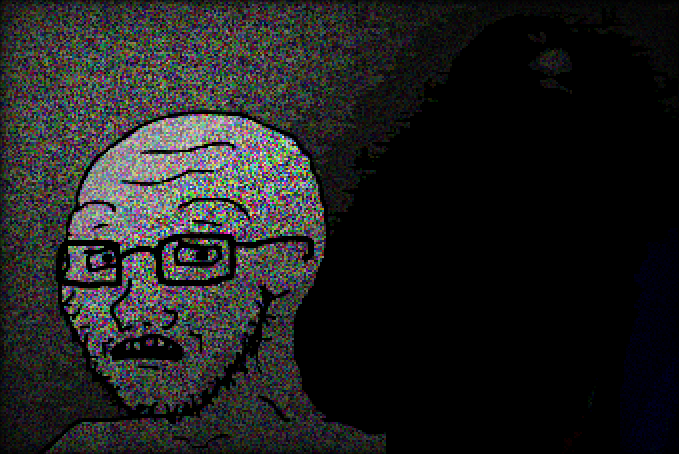 gigachad, nophono, soyak, soyak (concerned), 2soyjaks, bald, black eyes, buff, creepy, front view