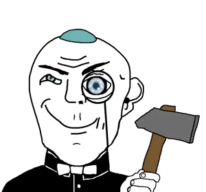 transparent_background uncolored_skin black_shirt white_bowtie bowtie suit no_beard shaved no_mustache smirk smile happy neutral aryan blue_eyes a10_eyes kippah jewish hat hammer 14.png