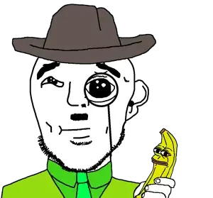 transparent_background uncolored_skin suit tie green_suit green_tie green_jacket stubble beard hairy hitler_mustache hitler nazi german apathetic relieved omgsisa black_eyes cowboy hat banana nas:pepe subnas:bapepe 6.png