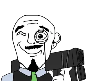 transparent_background uncolored_skin vest black_vest blue_shirt suit green_tie tie kratos goatee mustache smirk smile happy relieved black_eyes bald rocket_launcher bazooka 5.png