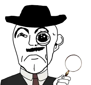 transparent_background uncolored_skin black_jacket white_shirt red_tie tie jacket suit shaved cleft_chin butt_chin no_beard mustache frowning sad eyebrows omgsisa black_eyes hat cowboy magnifying_glass 1.png