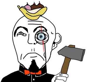 transparent_background uncolored_skin tie suit red_bowtie bowtie kratos goatee no_mustache frowning sad aryan blue_eyes a10_eyes banana_split_ice_cream hammer 0.png