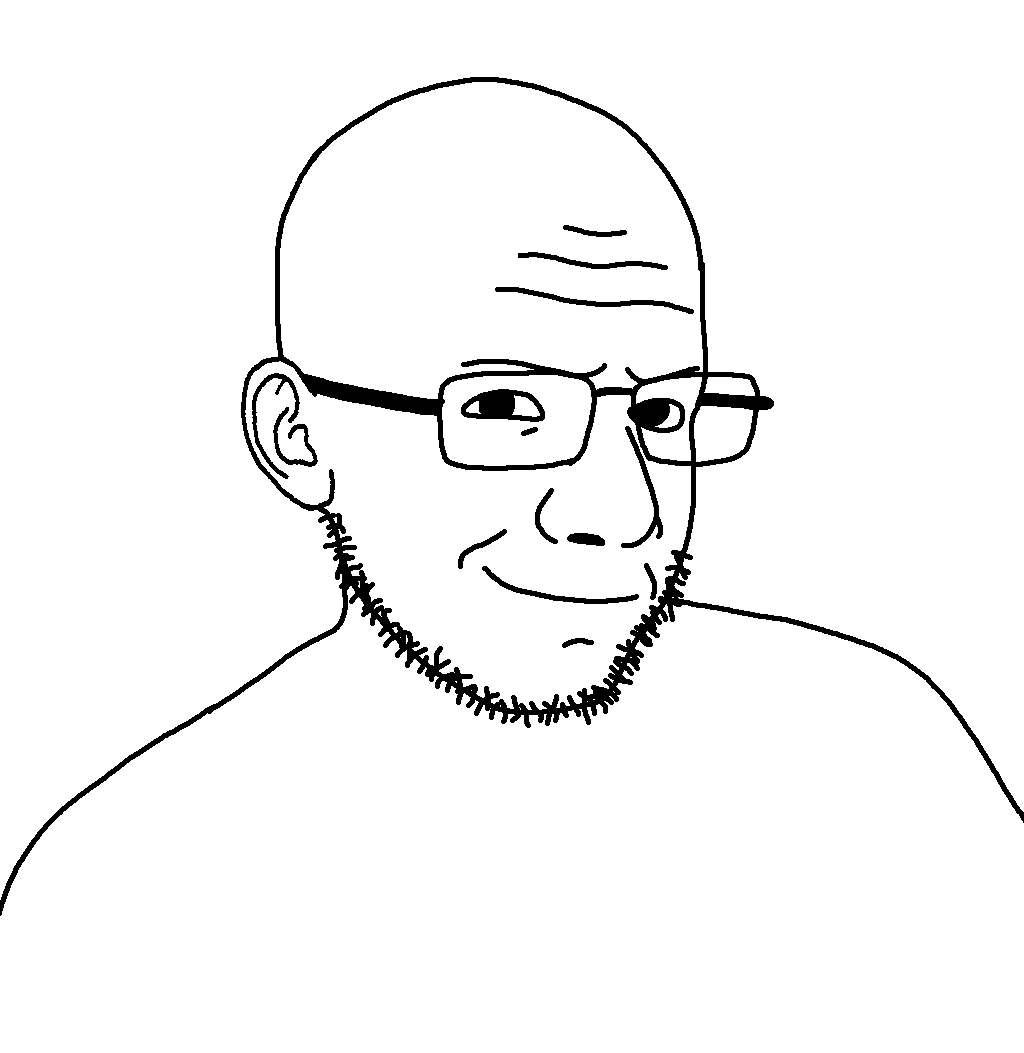 fatbvllorsomething, redboomer, epicflextapevideobro, remastered soyjaks, 1soyjak, bald, beard, closed mouth, ear, glasses