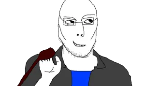 jasonjak, clothes, glasses, hands, holding object, smile, smug, soyjak, stubble