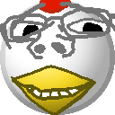 gapejak, wholesome soyjak, nuurumoji, bald, beak, black eyes, chicken, chicken dance, glasses, half open mouth