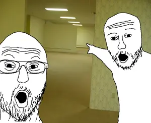 two pointing soyjaks, 2soyjaks, arm, bald, glasses, hands, looking at you, open mouth, pointing, soyjak