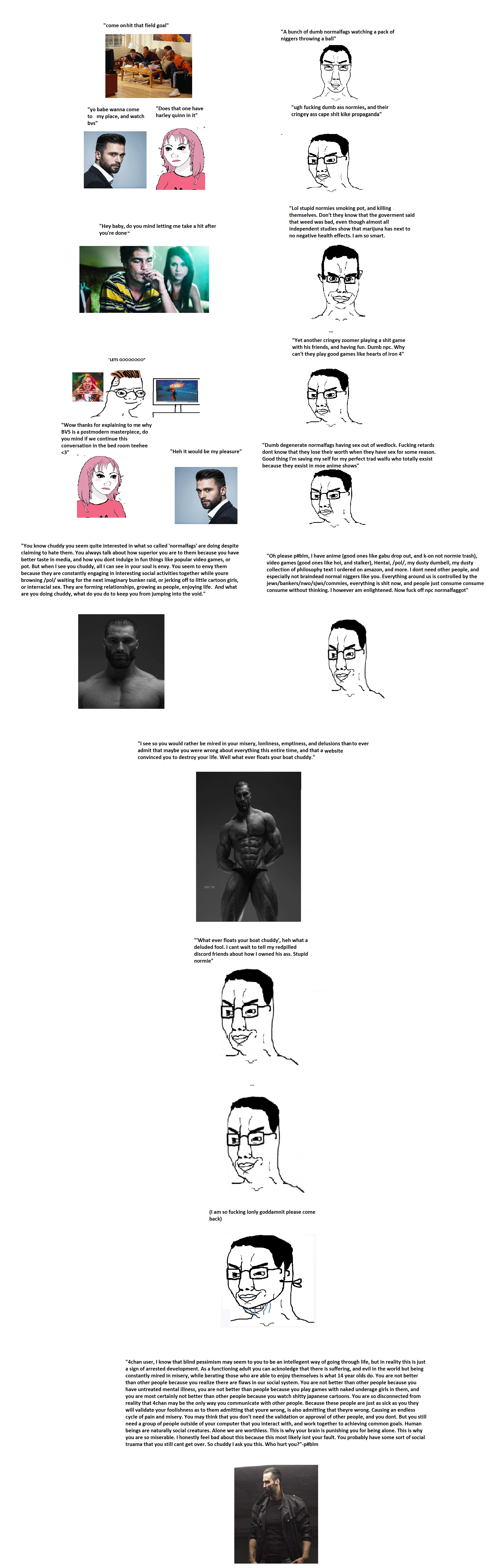 daddy's girl wojak, gigachad, wojak, chudjak, chuddy, chudjak front, 6ix9ine, angry, clenched teeth, closed mouth