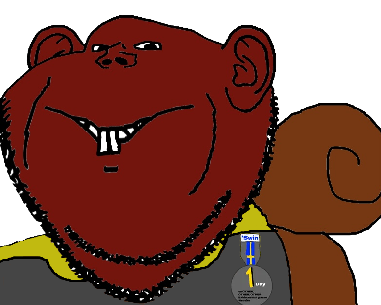 impish soyak ears, squirreljak, 1soyjak, animal, brown hair, brown skin, closed mouth, fat, front view, hair