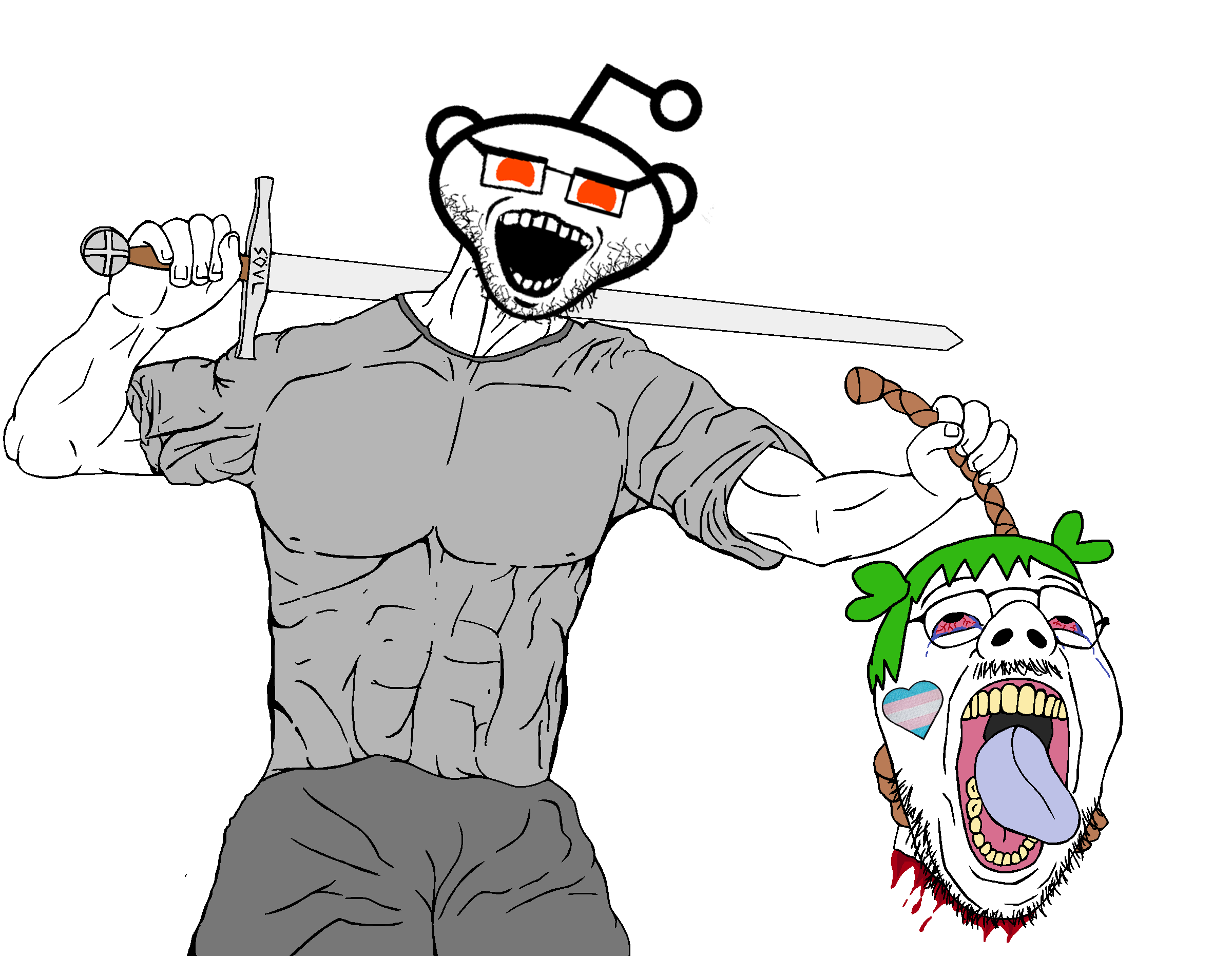 chudjak, isaac, snoojak, muscular chud2, 4chan, 4cuck, ack, almost full body, anime, antenna