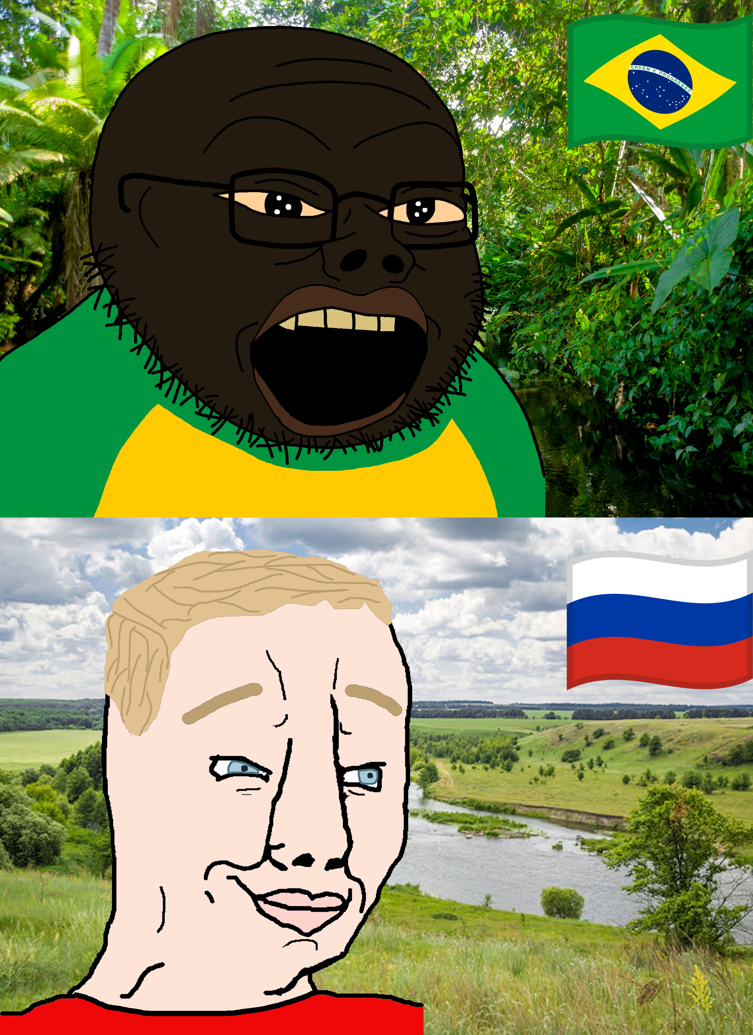 pepe, chudjak, pepejak, aryan, 2soyjaks, a10 eyes, bald, black skin, blonde hair, blue eyes
