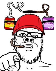 scout (team fortress 2), a24 slowburn soyjak, can, cap, clothes, drinking, drinking helmet, glasses, hands, hat