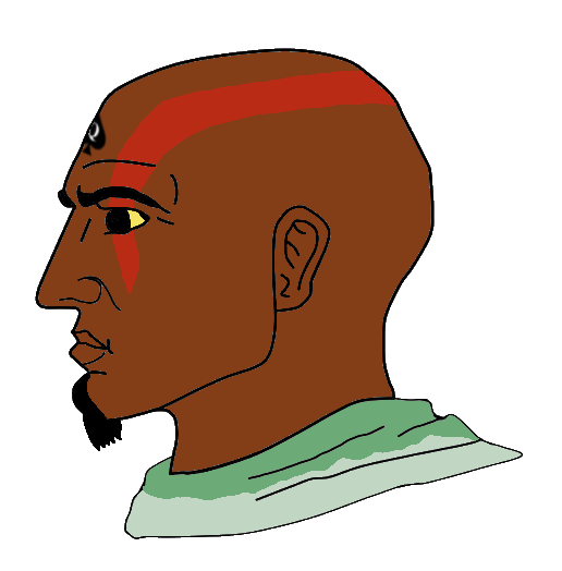 yes chad, 1soyjak, bald, beard, black eyes, brown skin, closed mouth, looking to the left, no glasses, portrait