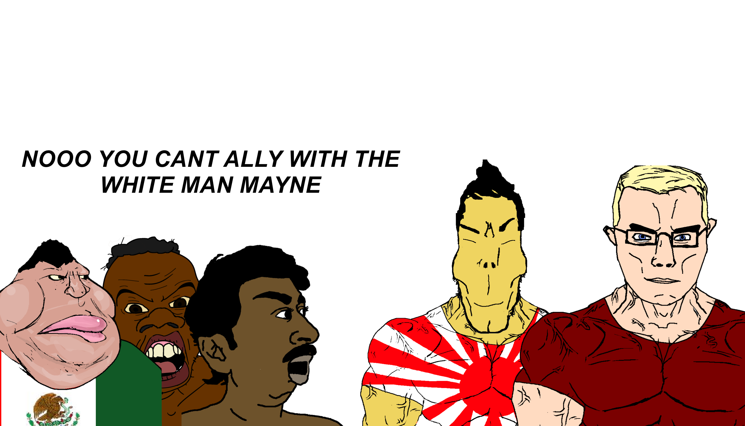 chudjak, feraljak, markiplier soyjak, meximutt, pajeetjak, asiamutt, asiaryan, chudjak front, feralnigger, muscular chud