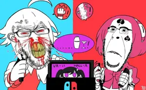 cobson, feraljak, feralrage, hornyson, angry, censored, closed mouth, dorothy haze, front view, glasses