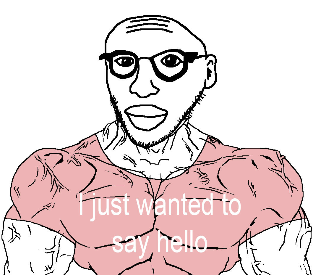 chudjak, reggie, chudjak front, muscular chud, 1soyjak, anti racism, bald, black eyes, buff, closed mouth