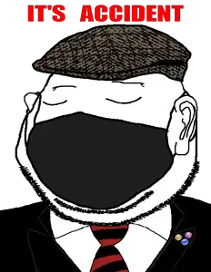 gapejak, impish soyak ears, massjak, wholesome soyjak, its over, 4soyjaks, badge, beret, blue, closed eyes