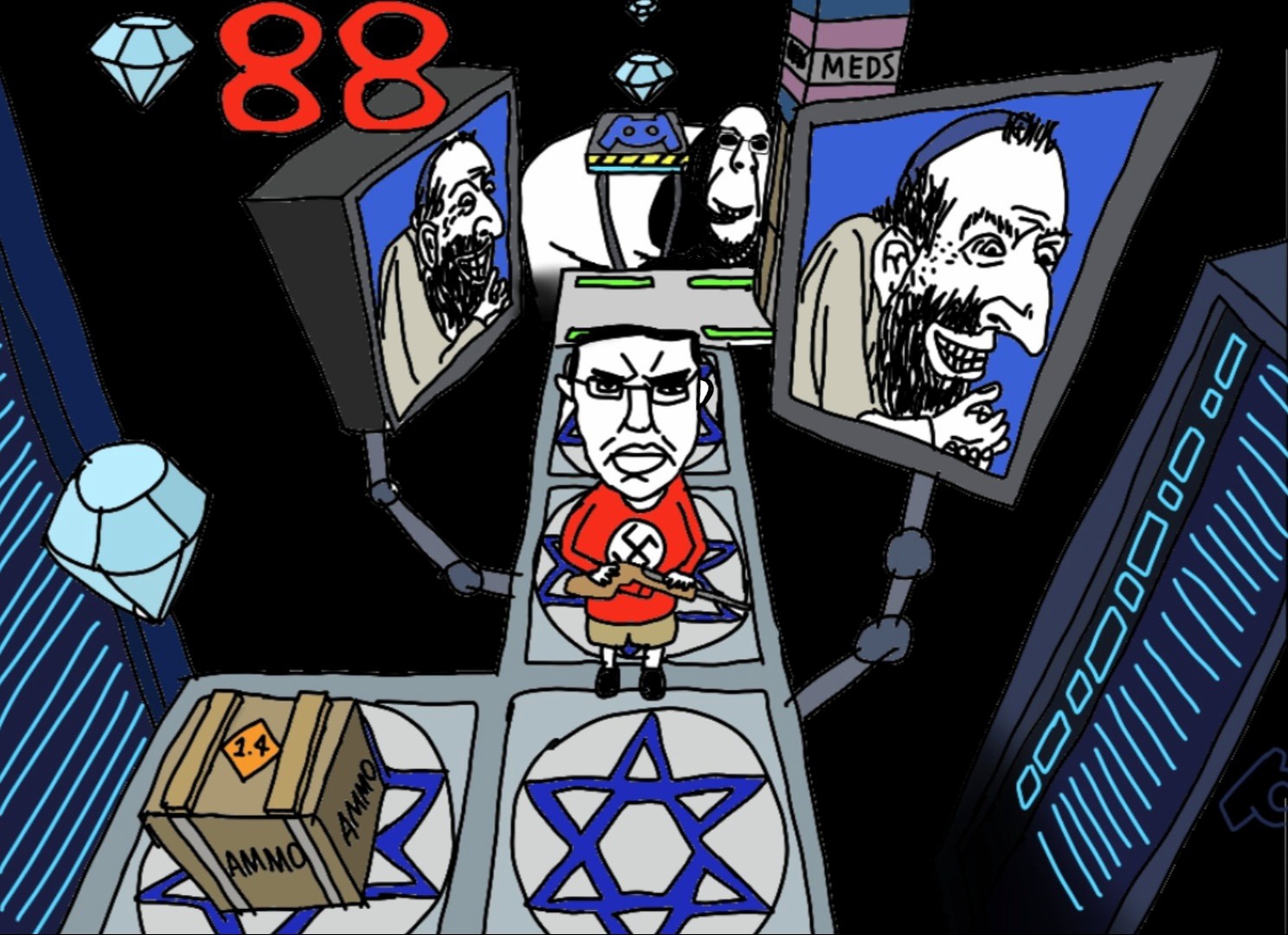 happy merchant, rapeson, chudjak, cobson, hornyson, pol face, rapeson, black eyes, box, closed mouth