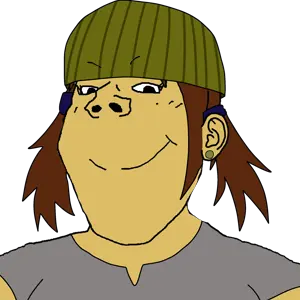 gapejak, female gapejak, femjak, brown hair, cartoon, closed mouth, ear, female, hair, no glasses