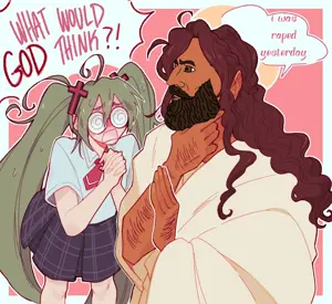 249084 - soybooru.com - allowed_nas beard big_nose clothes fujoshi hatsune_miku i_am_allowed_to_post_this jesus long_hair pink_background tan_skin yes_chad.jpg