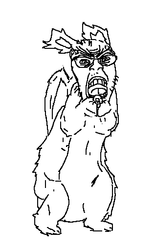 feraljak, feralrage, feralsquirrel, squirreljak, 1soyjak, angry, animal, bald, black eyes, fat